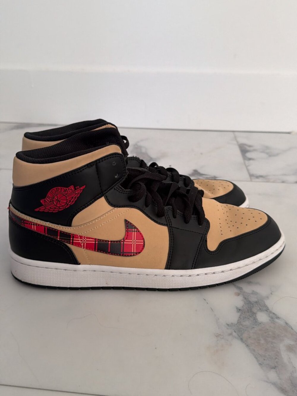 Air Jordan 1 Mid SE “Tartan Swoosh” sneakers.